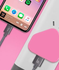 USB Compact Universal UK Mains Charger 1000 mAh CE Approved Adapter Cable Compatible with Mobile Phones iPhone 5 6 7 8 X iPod/Samsung Galaxy S2 S5 S6 S7 S8 S9/Smart phones /Media devices (Baby Pink)