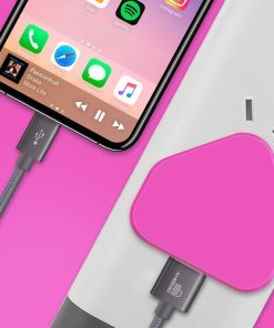 USB Compact Universal UK Mains Charger 1000 mAh CE Approved Adapter Cable Compatible with Mobile Phones iPhone 5 6 7 8 X iPod/Samsung Galaxy S2 S5 S6 S7 S8 S9/Smart phones / Media devices (Hot Pink)